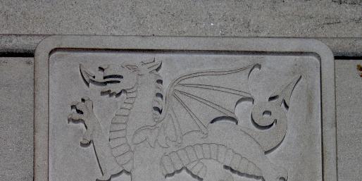 Stone relief of a dragon.